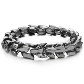COOLSTEELANDBEYOND Biker Punk Vintage Stainless Steel Link of Dragon Scale Men's Bracelet Stainless Steel Bracelet Polished, Metal, No gemstone