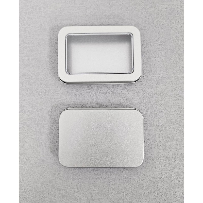 Ruwado 4 Pcs Metal Containers with Clear Window Empty Rectangular