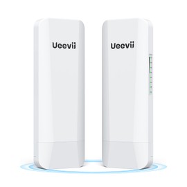 Wireless Bridge Point to Point Outdoor: Ueevii 5.8GHz Dual 100Mbps WiFi Bridge, 2KM Range CPE for Network Extend, PoE Adapter, IP65 Weatherproof, CPE453 for Starlink Garage Barn Shop