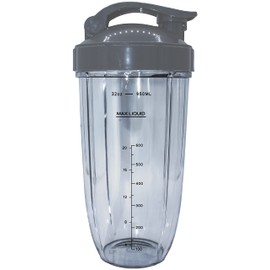 Blendin 32 Ounce Colossal Cup Jar with Flip Top To-Go Lid Bundle, Compatible with Nutribullet 600W, 900W, NB-101B, NB-101S, NB-201, NBR-0601, NBR-1201, NB9-1301, 900 Pro Series Blenders