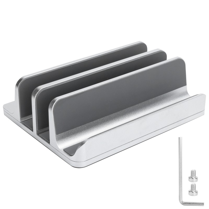 Adjustable Vertical Laptop Stand Double Slots Aluminium Alloy Notebook Computer