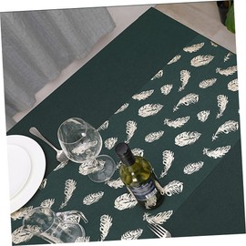 FUNOMOCYA Pattern Green Table Cloth Stamping Cotton Linen Decor Wrinkle Resistant Fadeless for Dining Outdoor Events Table Decoration