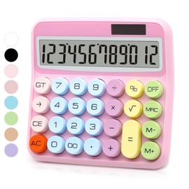 UPIHO Pink Calculator, Standard Calculator 12 Digit with Large LCD Display and Big Buttons,Pink Office Accessories for Women Desk,Cute Calculator for Office,School, Home,Business(Colorful Pink)
