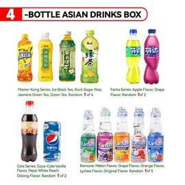 Asian Snack and Beverage  Snack box bundled with drinks - Specification: 4 Full-sized ltems