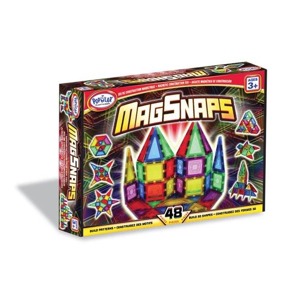 MagSnaps Magnetic Construction Set with 48 Pieces, STEM Learning Toy