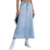 Viatabuna Denim Skirts for Women Midi Length High Waist Frayed