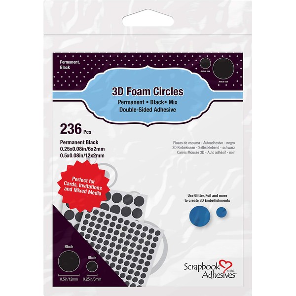 Scrapbook Adhesives by 3L 3D Foam Circles Mixed Variety, Pack