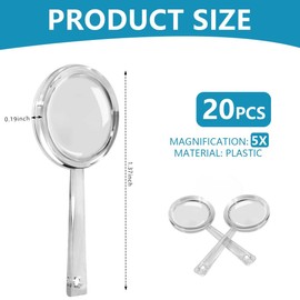 OBTANIM 20 Pack Mini Plastic Handheld Magnifying Glasses Portable Reading Magnifier for Senior and Kids, Hand Lens 5X Magnifier for Home, Indoor and Outdoor Use