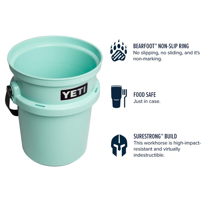 YETI Loadout 5-Gallon Bucket, Impact Resistant Fishing/Utility Bucket, Seafoam