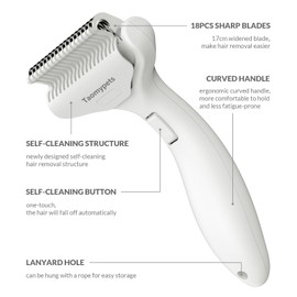 Taomypets Cat Brush Dog Brush Grooming Rake Dog Cat Hair Loss Brush Gently Removes Shedding Undercoat Tangle Hair Loss Removal Grooming Tool (White)