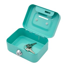 ieron Small Lock Money Box,Metal Cash Box with Key,Lockable Storage Money Box,Safe Money Saving Box Coin Storage Tin for Boys and Girls,Green