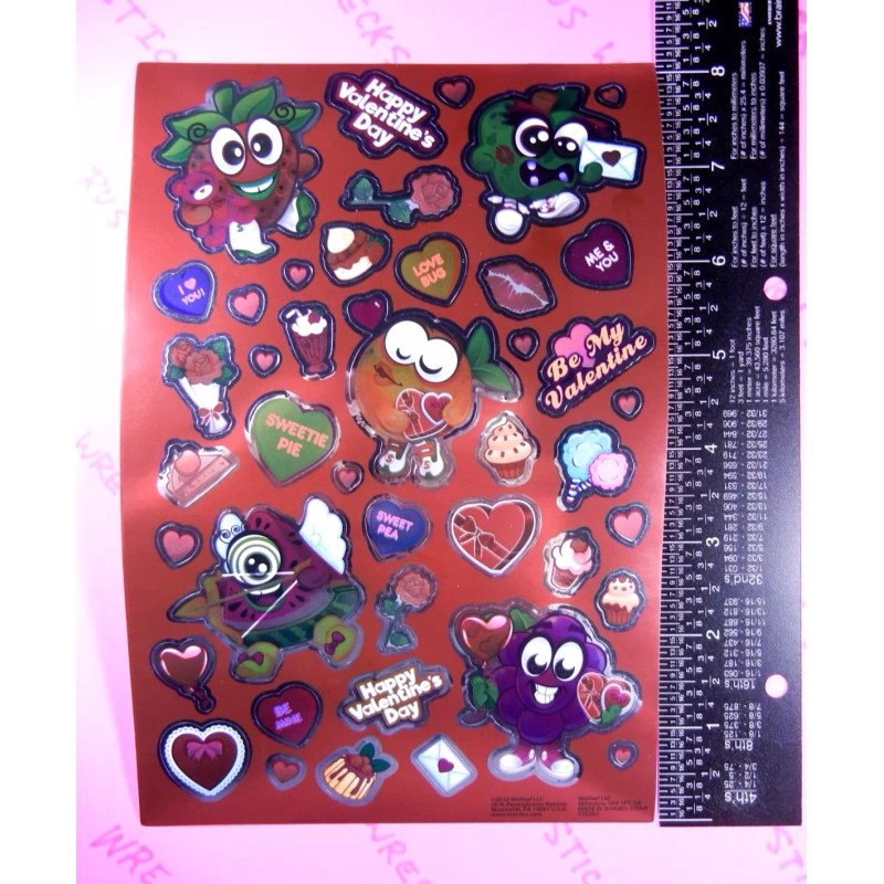 Scentos Valentine's Day Conversation Hearts & Fruit Scented Metallic Stickers