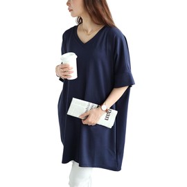 Gold Japan Women's Tunic with 5/4 Sleeves Dolman Long, Spring Coordination, Spring, Summer, Autumn, navy