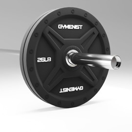 GYMENIST Bumper Plates is Made for 2 Inch Olympic Bars, Available from 10 LB up to 55 LB Premium Commercial Gym Quality Single (25-LB), Black
