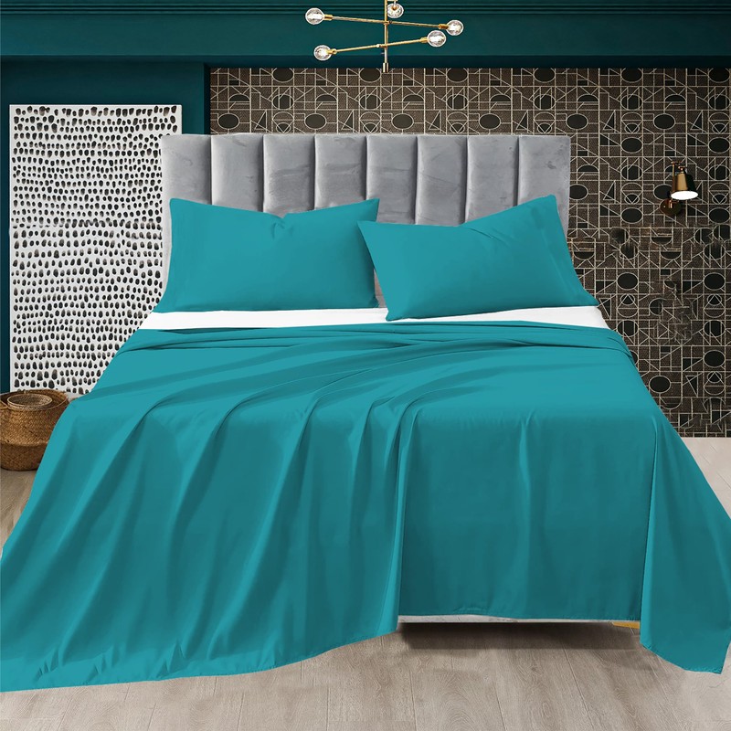 R&Z Plain Luxuary Polycotton Flat Sheets Single, Double, King, S