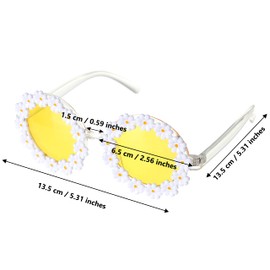 AWAYTR Costume Headwear Set for Women - 3PCS Hippie Accessories - Flower Headband, Gold Peace Sign Necklace, Hippie Sunglasses