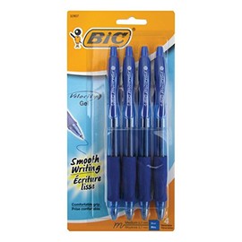 BIC Gel-ocity Original Retractable Gel Pen, Blue, 4-Count