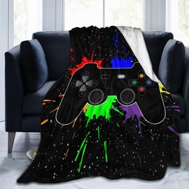Gaming Video Game Joystick Cool Throw Blanket Soft Bed Bedding Warm Cozy Plush Flannel Fleece Blankets Gifts for Kids Boys Teens Men, Sofa Couch Bedroom Home Decor, 60"X50"