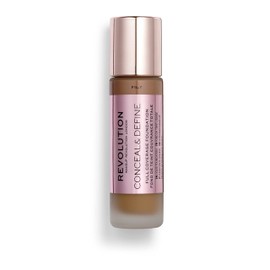 Makeup Revolution Base De Maquillaje Conceal And Define, Cobertura Total Y Acabado Mate, F14.7 Para Pieles Oscuras, Vegana Y Sin Crueldad Animal, 0.7 