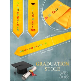 Jeere Kids Graduation Stole Preschool Kindergarten Graduation Printed Stole Kindergarten Preschool Sash for Kids(Gold)