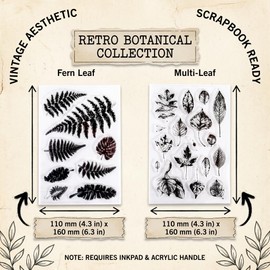 25PCS Plant Clear Rubber Stamp, Vintage Leaf Stamps for Card Making