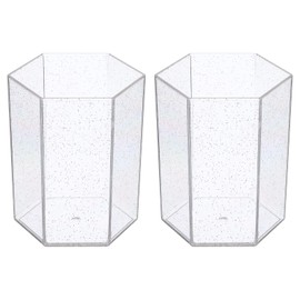 PATIKIL Acrylic Pencil Holder, 2 Pack Clear Pen Makeup Brush Holder Cup Storage Hexagon Desktop Stationery Office Organizer