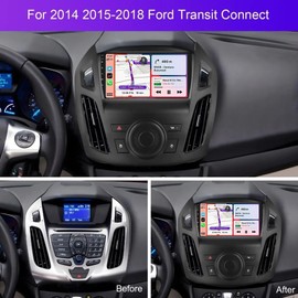 Car Stereo for Ford Transit Connect 2014-2018 with Wireless CarPlay Android Auto, 7" Touchscreen Android 13 Double Din Car Radio Receiver Support GPS Navi WiFi Bluetooth SWC FM Backup Camer, 2+32G