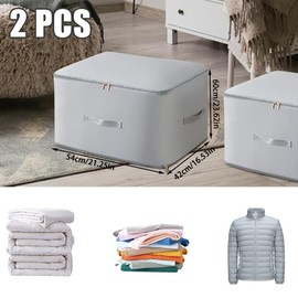 Doafoce Ultra Space Saving Self-Compressing Organiser Pack of 2 Compression Bags Grey 52 x 42 x 60 cm