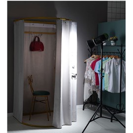 Changing Room 78.7"x39.4"x37.4" Freestanding Dressing Room with Curtains, Portable Privacy Screen for Retail Store/Salon/Home Use (Dark Gray)