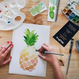 Nicpro 10 PCS Flat Paint Brush Set Art Painting Brushes for Acrylic Watercolour Oil Gouache, Craft Detail Face Body Painting Artist Kit for Kid & Adult