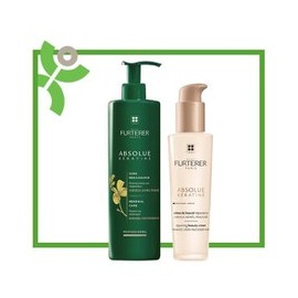 Rene Furterer Absolue Keratine Shampoo, 600ml & Repairing Beauty Cream for Damaged & Over-Processed Hair, 100ml (018 & 063)