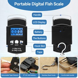 Proxima Direct Fishing Tool Kit Include 1 Piece Handheld Digital Fish Scale 1 Piece Fish Hook Remover Tool 1 Piece Fish Lip Gripper 1 Piece Fish Plier with Sheath and 2 Pieces Fishing Tool Lanyards