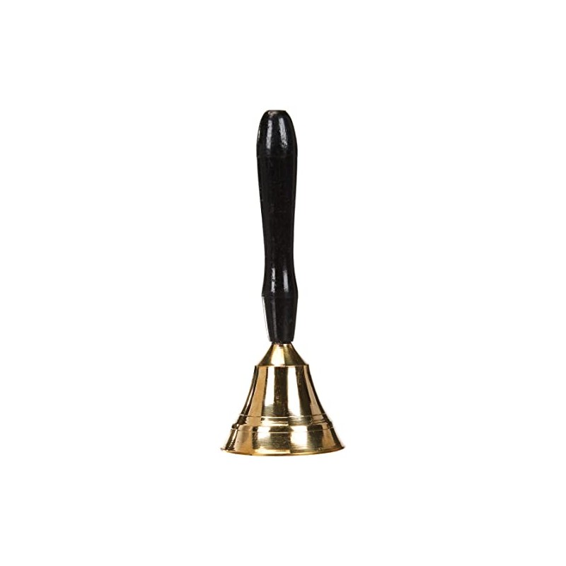 Sigro Table Bell with Wooden Handle, 5 cm, Metal, Gold,