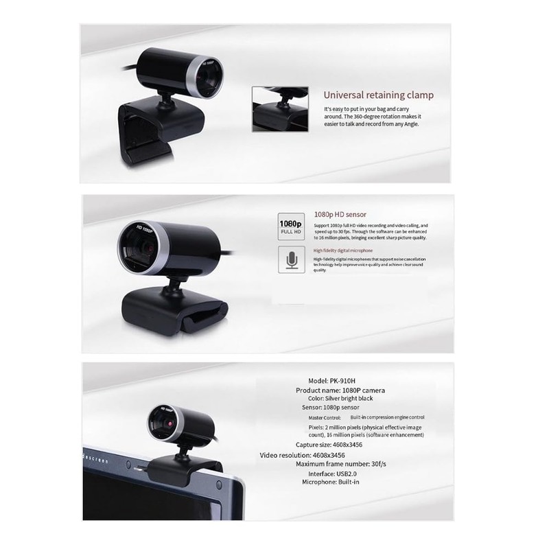 Snblzhef Webcam USB Camera 1080P 30FPS Streaming Web Camera Autofocus