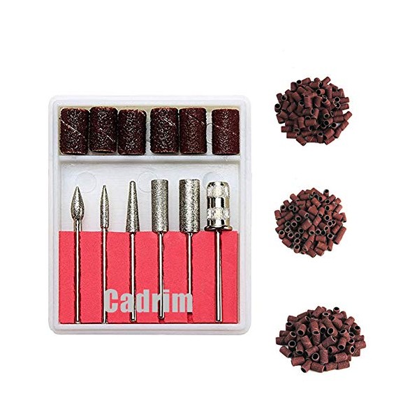 Cadrim Electric Nail Drill Bits and Sanding Bands for Professional Manicure and Pedicure (150 Sanding Bands+6 bits)