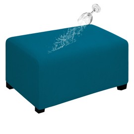 Easy-Going - Funda otomana elástica 100% doble impermeable, rectangular, plegable, protector de muebles, funda suave para sala de estar con parte inferior elástica (XL, azul pavo real)