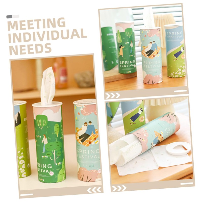 CHILDWEET 6 Tubes Car Tissue Cylinder Cartoon Pattern Tissue Boxes