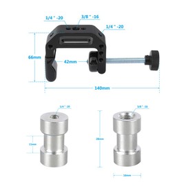 CAMVATE Heavy Duty C-Clamp with 1/4 Inch and 3/8 Inch Male and Female Thread Mounting Points (Universal Type)