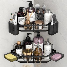 Corner Shower Caddy, 6 Pack Shower Organizer with Soap Holder, No Drill, 304 Stainless Steel Shower Organizer for kitchen and Home Decor