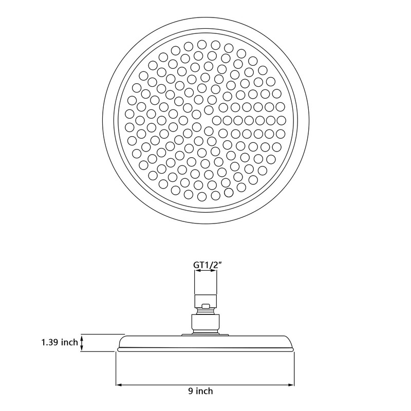 Brushed Nickel Rain Shower Head, 9" Round Rainfall Waterfall Overhead