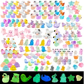 LIINWNIRS 200 Pcs Mini Dairy Cow Resin Animals Kit Luminous Tiny Resin Animals Figurines Accessories for Variety Pack for Garden Micro Landscape Aquarium Potted Dollhouse Decor