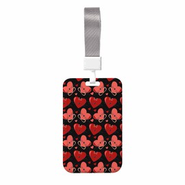 Numbland Badge Holder Red Hearts Valentine's Day,Key Card Holder Case for Teacher Nurse Doctor Student Office Presents for Coworkers