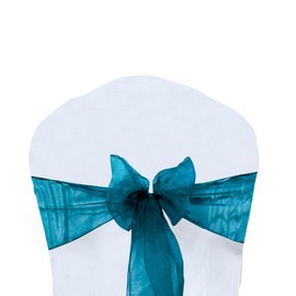 Organza Chair Sashes Bow Sash for Wedding and Events Supplies Party Decoration Chair Cover Sashes (25, Light Teal)