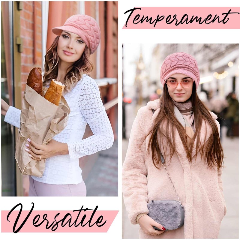 CINGHIA Baskenmütze Damen Winter,Barett Damen,Strickmütze Damen,Wintermütze Damen,Damen Baskenmütze,Mütze Rosa Damen,Strickmützen