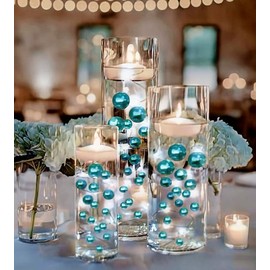 75 Turquoise Teal Blue Floating Pearls-Large Sizes-Fills 4 Medium Size Vases (1 Gallon) of The Floating Transparent Water Gels-with The Most Transparent Gels and Prep Bag for Best Results!