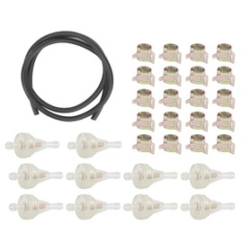 KIMISS Filtro de gasolina en línea para motocicleta, ATV, UTV y snowmobile con núcleo de cobre - Compatible con tubería de de 1/4in (6.3mm) - Kit con abrazadera