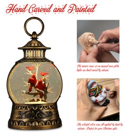 Cardinal Christmas Snow Globe, Cardinal Musical Snow Globe Lantern Lights with 6H Timer Battery & USB Powered, Retro Style Holiday Glitter Globe for Xmas Home Decoration Holiday Party Gifts