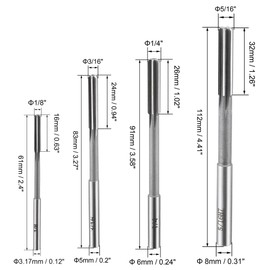uxcell 1/8" 3/16" 1/4" 5/16" Chucking Reamer H7 Accuracy High Speed Steel Lathe Machine Reamer 6 Straight Flutes Round Shank Milling Cutter Tool Reamer Set for Bore Machining 4pcs