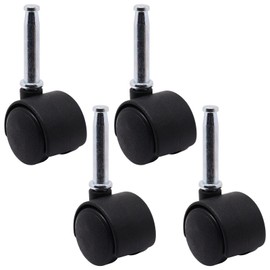 ZHMEINA 1 Inch Stem Swivel Casters Set of 4, M8 Grip Neck Stem Swivel Caster Wheels, 360° Rotation Heavy Duty Replacement Castors for Furniture Table Drawer Cabinet Plant Shelf Chair Wheels (Black)