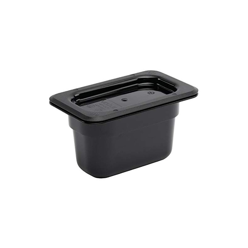 Vogue Polycarbonate Plastic 1/9 Gastronorm Container 100 mm Deep, Black,